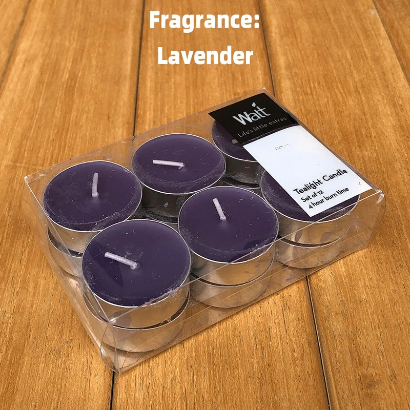 12pcs/set Tea Lights Scented Candles Romantic Smokeless Atmosphere Anniversaries Wedding Party Hotel Decor Tea Candle Light