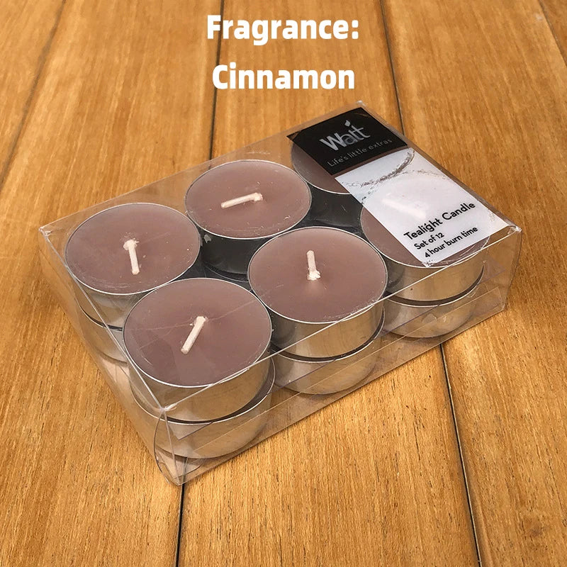 12pcs/set Tea Lights Scented Candles Romantic Smokeless Atmosphere Anniversaries Wedding Party Hotel Decor Tea Candle Light