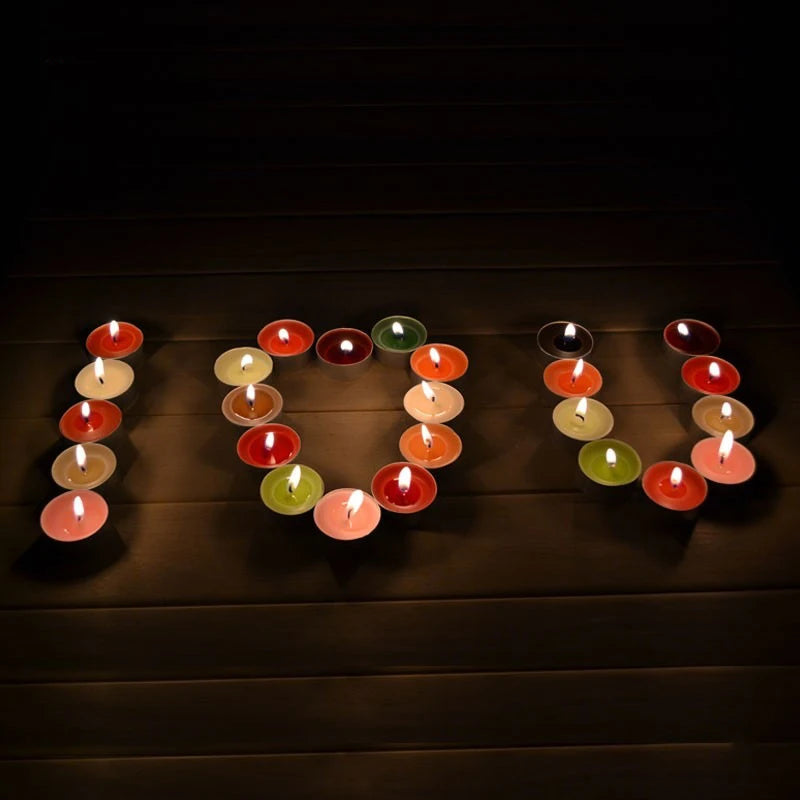 12pcs/set Tea Lights Scented Candles Romantic Smokeless Atmosphere Anniversaries Wedding Party Hotel Decor Tea Candle Light