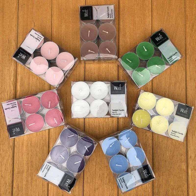 12pcs/set Tea Lights Scented Candles Romantic Smokeless Atmosphere Anniversaries Wedding Party Hotel Decor Tea Candle Light